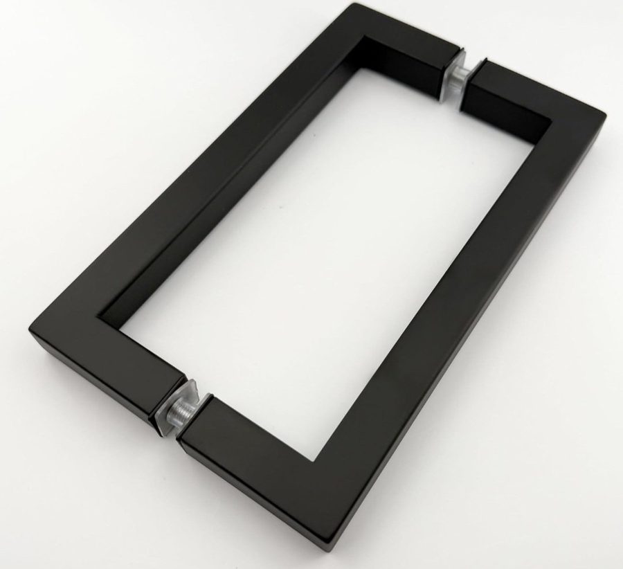 Manija cuadrada negra de Glas Plus: foto de producto de una manija cuadrada en negro mate sobre fondo blanco