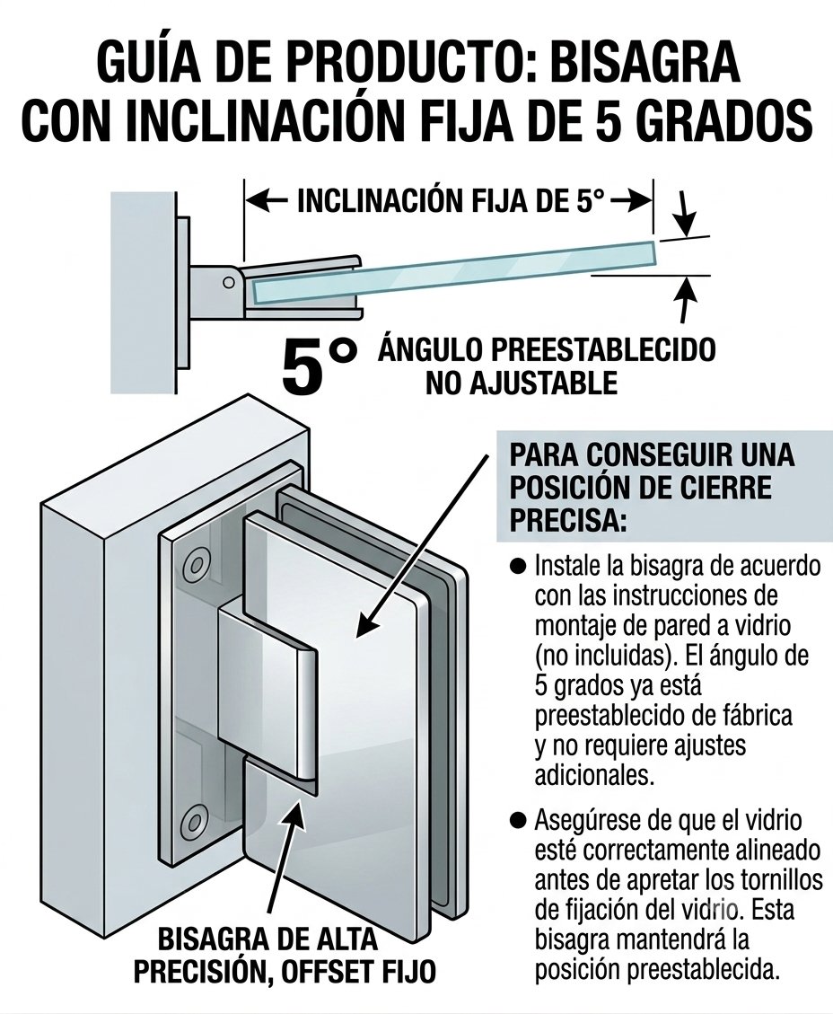 Guía de producto: bisagra con inclinación fija de 5 grados (cierre preciso)