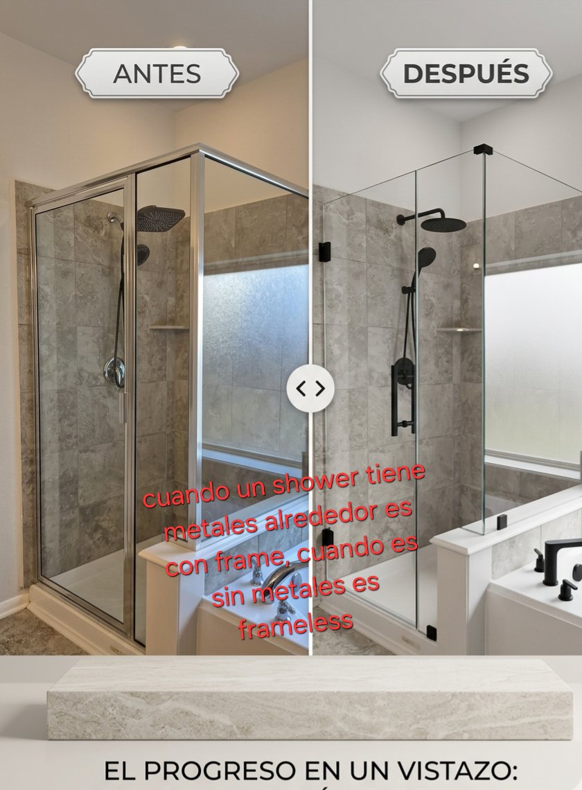 Con frame vs. frameless: con metales alrededor es con frame; sin metales es frameless