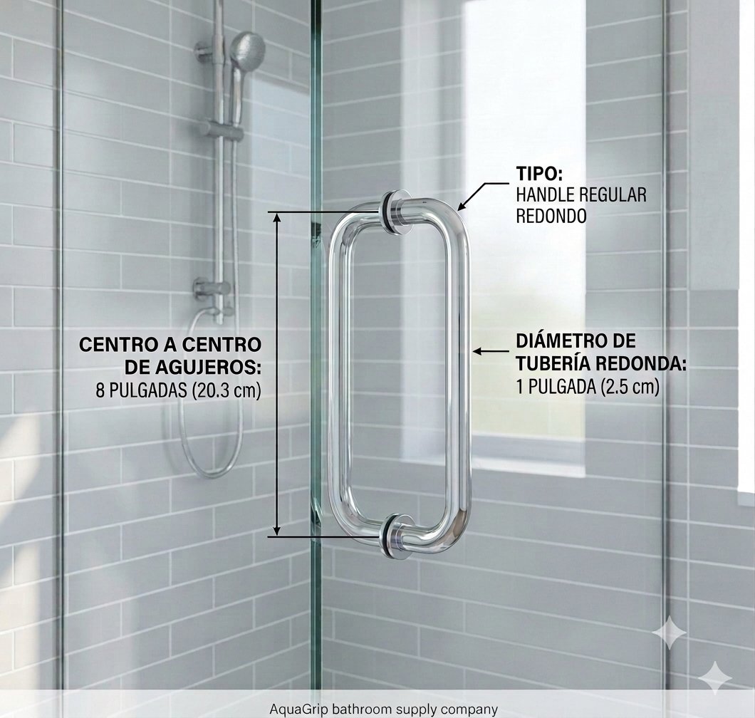 Handle regular redondo: centro a centro de 8 pulgadas, tubo de 1 pulgada