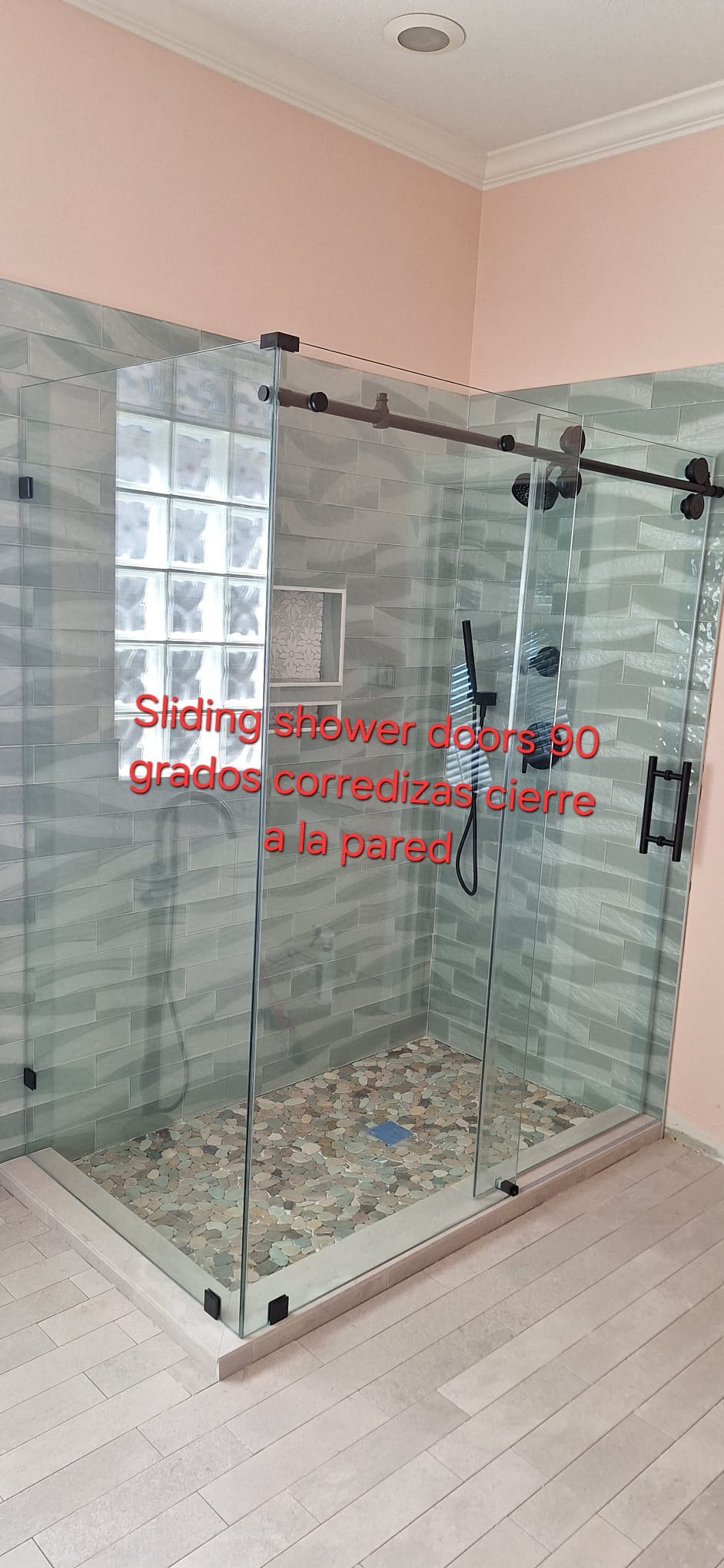 Sliding shower doors 90 grados corredizas, cierre a la pared