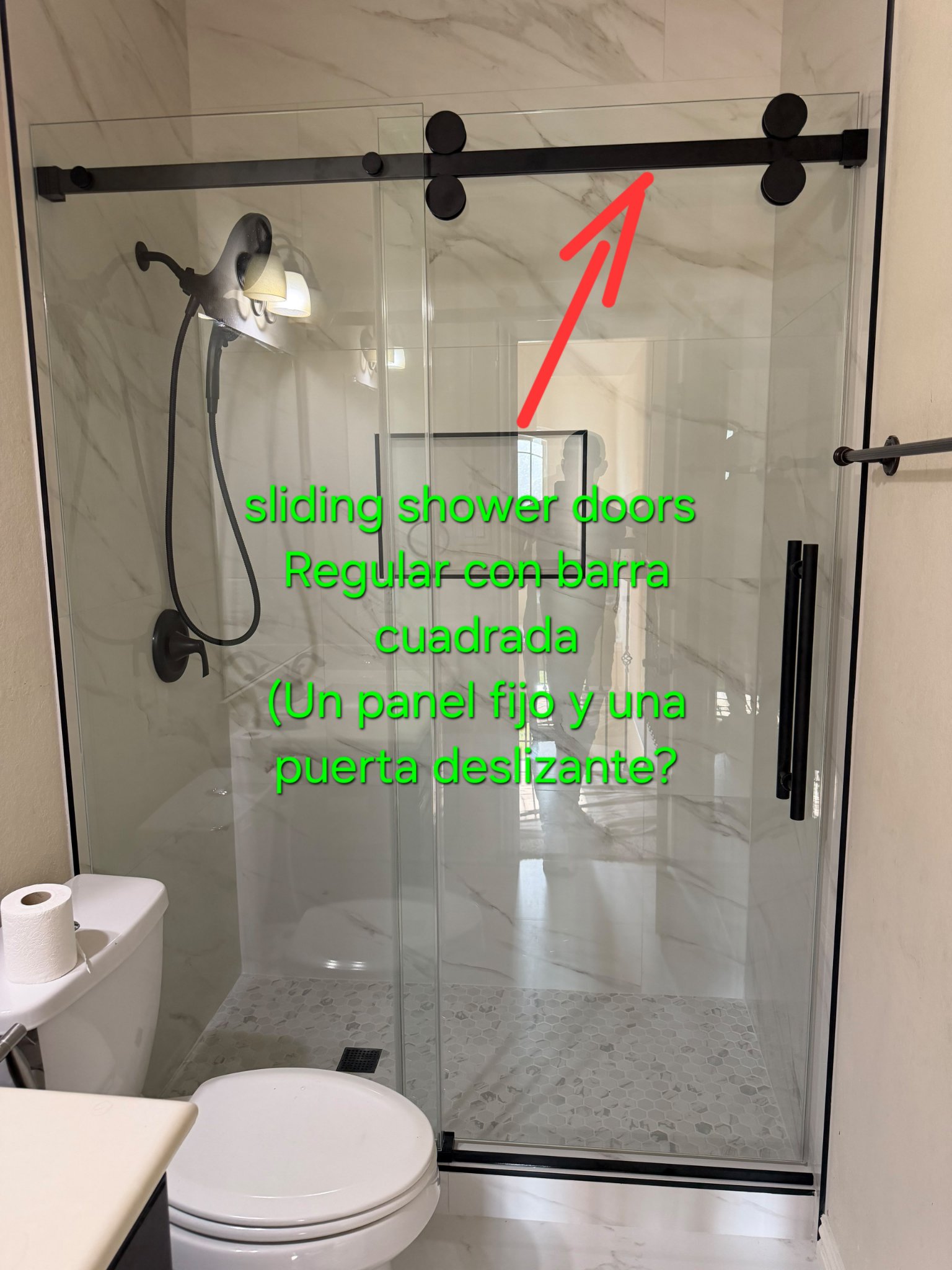 Sliding regular con barra cuadrada: un panel fijo y una puerta deslizante