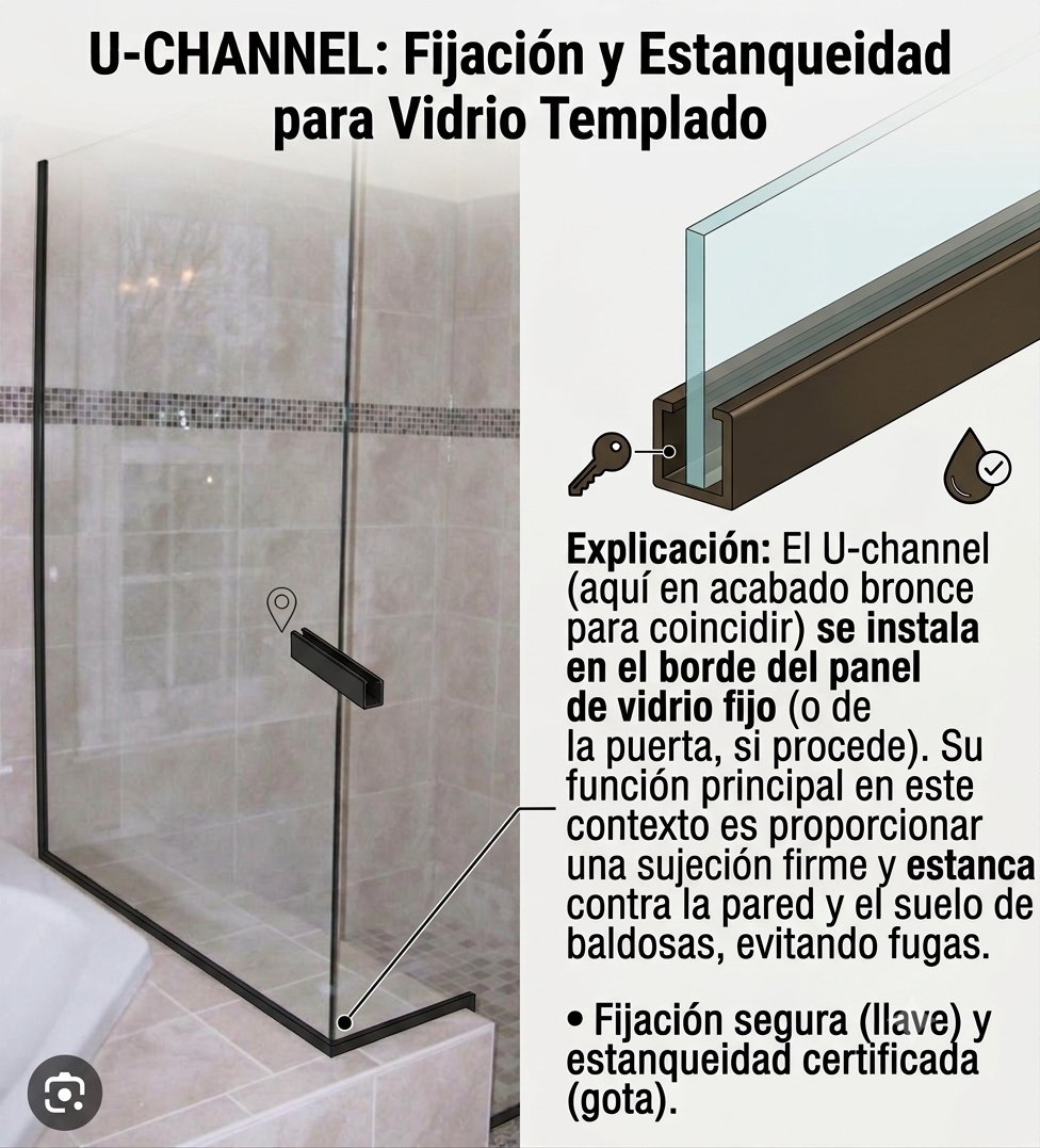 U-Channel: fijación y estanqueidad para vidrio templado