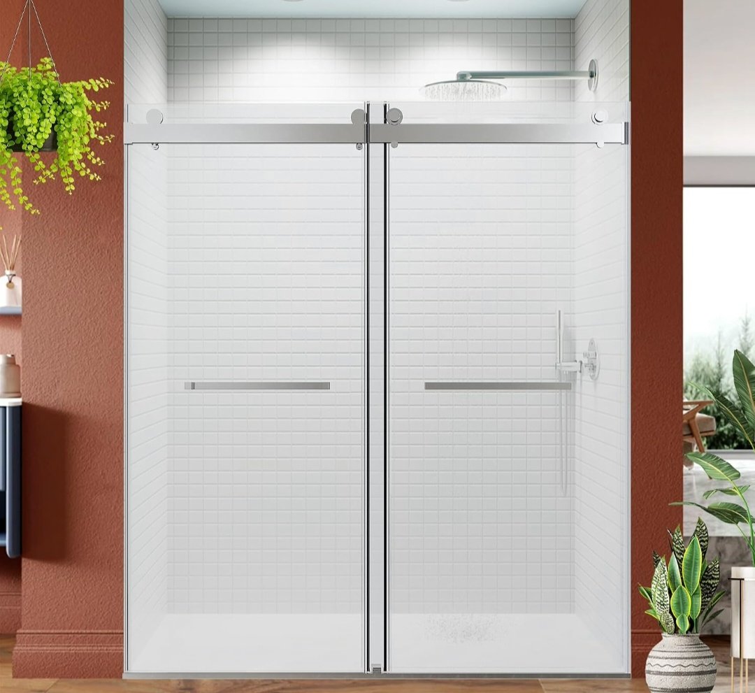 Referencia del sistema sliding cierre suave doble puerta: dos puertas corredizas de vidrio clear con riel y herraje cromados